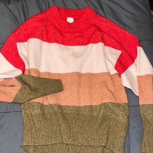 Pink and red crew neck sweater